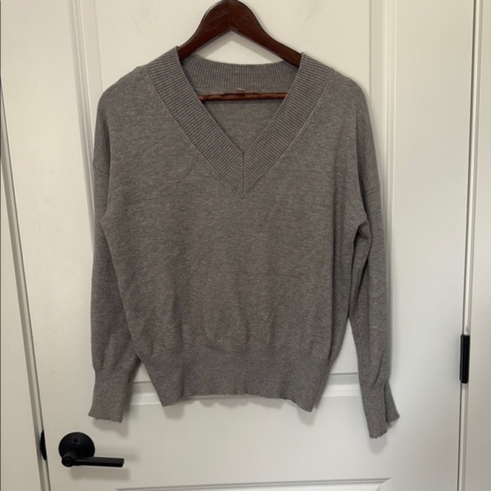 Gray V-Neck Women's Sweater